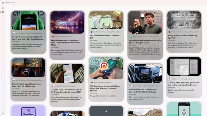 Screenshot of Digets app on Windows